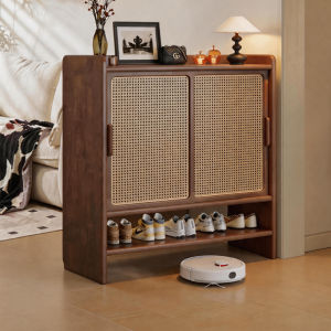 ZHUOHE | Retro Style Solid Wood Shoe Storage Cabinet