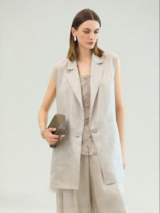 COCOBELLA | Stylish Turn-down Collar Sleeveless Mid-length Vest