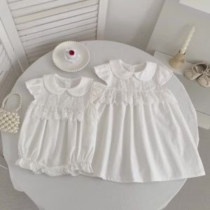 2026 Summer New Baby Girls 2-6Yrs One Piece Dress Sleeveless Girls White Dress Princess Stylish Children Clothing