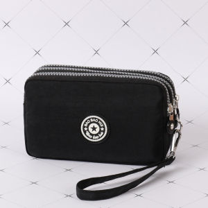 NALLCHEER Clutch Bag Large Capacity Multi-Compartment Triple Zipper Coin Purse Cosmetic Bag Mobile Phone Bag Clutch Portable Bag