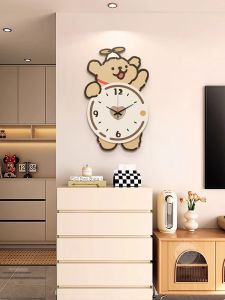 Cute Dog Line Pattern Wall Clock Silent Living Room Restaurant Decorative Clock Simple Style Acrylic Disk Movement Battery Powered