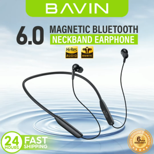 BAVIN BH71 HiFi Bluetooth 6.0 Wireless Magnetic Neckband Earphones | Game Sports Earbud w/ Built-In Microphone