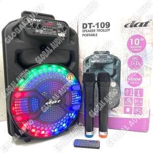 Speaker Portable Dat DT 109 10inch Original Plus Stand Free 2bh Mic Wireless Busa n Ring Portabel Dat109 ( Bisa COD )