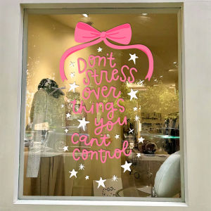 Boutique Shop Decorative Butterfly Knot Cartoon Stickers Tea Cake Restaurant Glass Door Decorations Nordic Style PVC Wall Mural