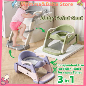3 in 1 Foldable Baby Toilet Seat with Adjustable Ladder Potty Trainer for Toddler Kids Potty Chair