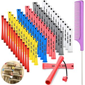 72 Pieces Hair Perm Rods Set Short Plastic Perming Rod Cold Wave Rods 6 Sizes Hair Curling Rollers With 1 Piece Steel Hair Comb