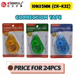 【1BOX=24PCS ! ! !】CHANGLI Correction Tape / Pita Pembetulan 10Mx5MM (CR-K32/CR-K65) (PRICE FOR BOX)