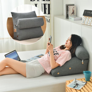 Japanese Style Washable Cotton Bedside Pillow Soft Back Support Sofa Large Backrest Cushion Detachable Triangle Shape