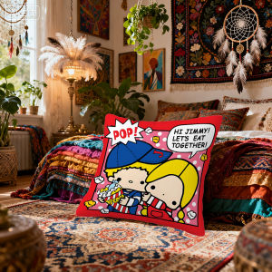 Sanrio | Sanrio Patty and Jimmy Pillow Covers Cartoon Sofa Decorative Home Double-sided Printing Short Plush Cushion Cover Christmas gift
