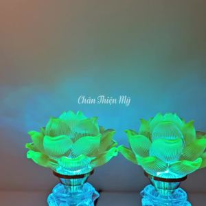 Đèn Bàn Thờ Pha Lê Hoa Sen Lưu Ly CHÂN THIỆN MỸ Đèn Led 7 Màu Trang Trí Bàn Thờ HSLL-02
