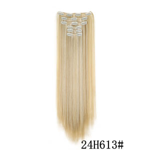Synthetic Clips in Hair Extensions Long Straight Hairstyle Blonde Black Hairpieces Heat Resistant False Hair Daily Use