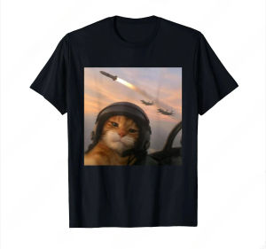 Selfie Squad Cat Funny Fighter Pilot Meme Kitty Gen Z Humor T-Shirt Women Clothing Fashion Personality Graphic T Shirts Y2K Top