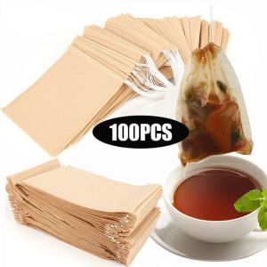 100pcs/set Disposable Environmental Wood Pulp Drawstring Tea Bags For Bulk Tea Herbal Filter Bags