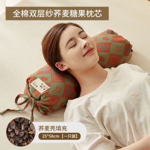 หมอนทรงกระบอกเปลือกบัควีทแท้ ผ้าฝ้าย ชิ้น รองรับคอ ช่วยการนอนหลับ รูปทรงลูกอม สำหรับผู้ชาย ใช้พิเศษเพื่อการนอนหลับ