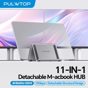 PULWTOP MacBook Docking Station Dual Monitor for MacBook Pro/Air M3/M4/M5 with HDMI 4K 60HzPD RJ45 USB A/C 10Gbps SD/TF