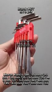 HDT Kunci L Biasa + L Bintang Kombinasi Set 9 Pcs