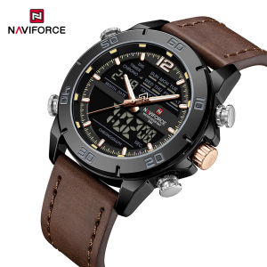 NAVIFORCE Original Mens Watch 30m Waterproof Genuine leather Strap Watches Seiko Movement Sport Outdoors Multifunctional Alarm Luminous Display NF9253L