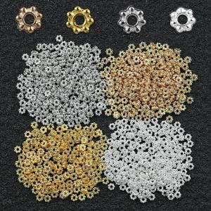 100/400pcs 4mm Alloy Color Snowflake Shape Spacer Loose Beads For DIY Jewelry Making Bracelets Necklaces Crafting Supplies