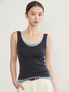 MiiOW | Womens Vintage Wool Vest Strap Outerwear Fake Two-Piece Wide Shoulder Auxiliary Breast Compression Sleeveless Top Inner Wear