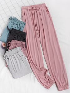 Modal Pajama Pants Womens Closed Thin Drape Summer Ice Silk Cool Jogger Pants Casual Thin Home Pants Outwear