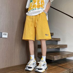 Dopamine Mens Shorts 2025 Summer New Simple Trendy Sports Loose Five-Quarter Casual Pants Low Waist Straight Leg Breathable Polyester