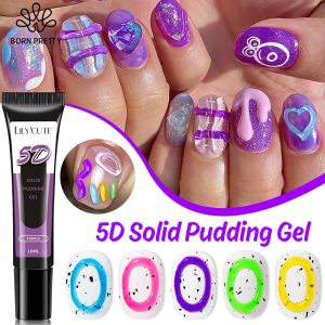 BORN PRETTY LILYCUTE 10ml 5D Candy Solid Pudding Nail UV Gel Tube Nail Design Painting Full Coverage Texture Gel Paint Liner Gel