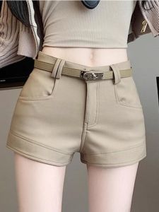 American Style Retro Slim Fit Shorts Womens Autumn Winter Commute Casual Design Sense Small Size Simple Leisure Shorts