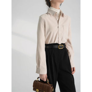 เสื้อเชิ้ตผู้หญิงฤดูใบไม้ร่วง/ฤดูหนาวใหม่ เสื้อเชิ้ตผู้หญิงสีพื้นสำหรับใส่ทำงาน ชั้นใน ชั้นนอก เสื้อเชิ้ตผู้หญิง เสื้อเชิ้ตผู้หญิง แขนยาว