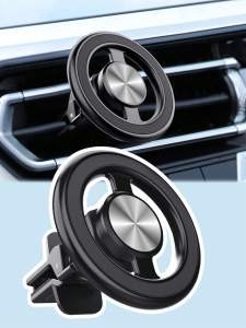 Aluminum Alloy Magnetic Car Phone Holder – 360° Rotation Compatible with iPhone 12/13/14 Series & All Smartphones