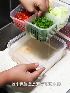 Refrigerator Storage Box Double Layer Vegetable Fruit Fresh Drain Basket Fridge 4 Grids Food Storage Containers Draining