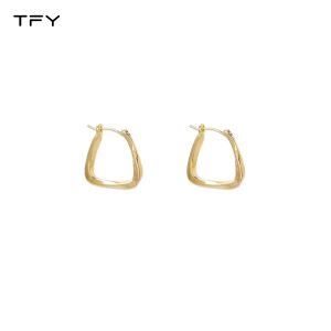 TFY | Bông Tai Kim Loại Vàng Phong Cách Lạnh Minimalist Hình Học Pháp