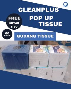 Tisu pop up cleanplus 200 sheet 2 ply - PAKET 2 TENTENG ISI 12 PCS FREE KOTAK TISU