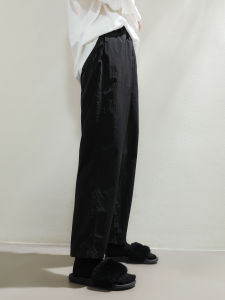 Miccbeirn | Fashionable Textured Loose Womens Casual Pants Black Slimming Straight Leg Trousers Autumn New Arrival Natural Waist Wide Leg