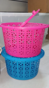 Multi-Purpose Round Plastic Basket with Cover | Storage Organizer for Clothes Toys Fruits & Vegetables