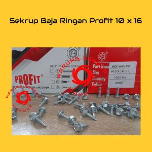 (1 Box) Skrup / Sekrup Baja Ringan PROFIT 10x16 (1.000 pcs)