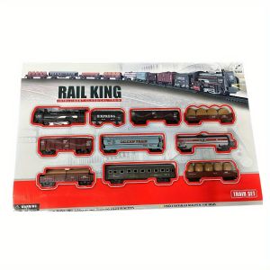 Rail King Electric Classical Train Set Railway Track Toy with Light Sound for Kids Gift
