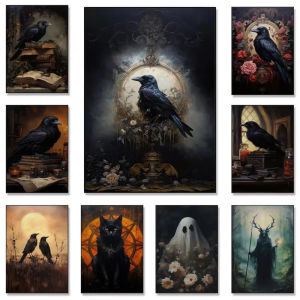 Gothic Black Cat Raven Jigsaw Puzzle 1000Pieces Paper Puzzle Vintage Dark Art Relaxing Game Home Decor Gift