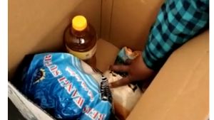 Kardus / Dus / Box Parcel Idul Fitri 34x25x25cm 1kg - Warna Biru - 4 Pcs (READY)