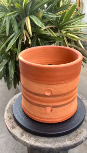 POT BUNGA ANGGREK GERABAH TANAH LIAT SILINDER POLKA D20 - POT ANGGREK SILINDER 02