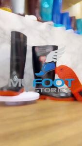 รองเท้าบูทดำยาว บูทยาว บูทสีดำพื้นส้ม รองเท้าบูทกันน้ำ DiHitech รุ่น 898 รองเท้าบูทยาง รองเท้าบูทยาวสีดำพื้นส้ม ความสูง 14 นิ้ว - MFS