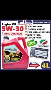 FIS Original Perodua Engine Oil 5W30 4Liter Semi Synthetic Perodua Alza Myvi Lagi Best Icon Minyak Hitam Enjin Kereta