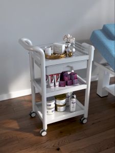 Xe đẩy nhựa 3 tầng spa có thùng rác | Kệ nhựa 3 tầng cao cấp | Kệ để đồ spa