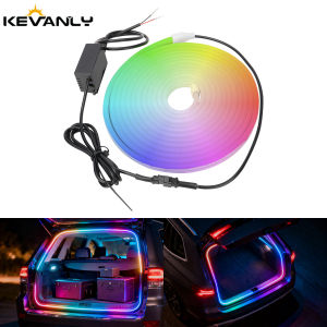 RGB Colorful Car Rear Trunk LED Light Bar 4M LED Flexible Waterproof Atmosphere Light Strip With APP Control Suitable For Tesla