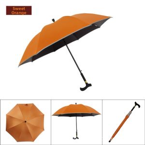 Sun and Rain Protection Reflective Multi-Function Umbrella Cane