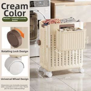 Foldable Wheeled Wall-mount Dirty Laundry Basket