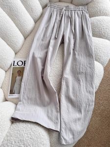 Quần Dài Ống Đứng Rộng Rãi Mùa Hè Cho Nam Bằng Vải Cotton Lanh Mỏng Thoáng Khí Quần Dài Thường Ngày Màu Xám Nhanh Khô