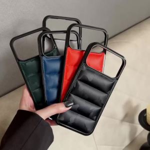 Cool Camo 3D the Puffer Phone Case for iPhone Air 17 16 15 14 13 Pro Max Camouflage Down Jackets Soft Touch Cotton Filled Cover