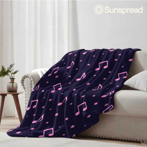 Beast Kingdom | Dark Purple Music Note Star Soft Warm Flannel Blanket Lightweight Cozy Christmas Halloween Home Decor Room