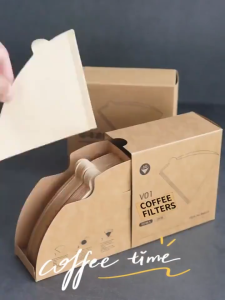 100pc Portable Hand-brewed Coffee Filter Paper Cone Wood Pulp V60 Funnel Drip Filter Paper 2-4 People