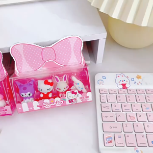 4pcs / 1 box Creative Kuromi Eraser Student Sanrio Eraser Stationery Girl Birthday Gift Melody Kitty